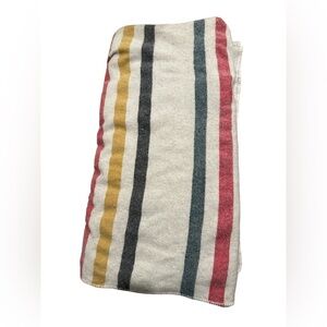 PENDLETON ECO-WISE WOOL PLAID/STRIPE BLANKET FULL/QUEEN GLACIER PARK WHITE